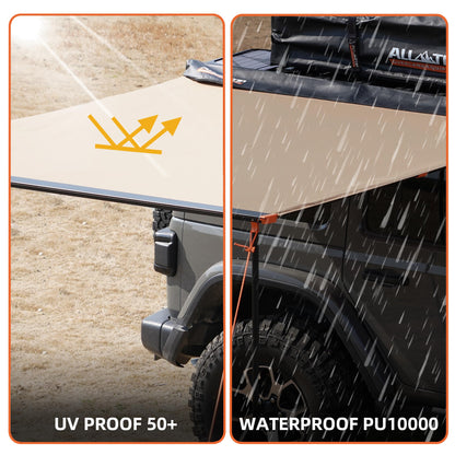 ALL-TOP Vehicle Awning 6.6'x8.2' Roof Rack Pull-Out Sun Shade UV50+, Weatherproof 4x4 Side Awning for Camping & Overland (Hardware Included)