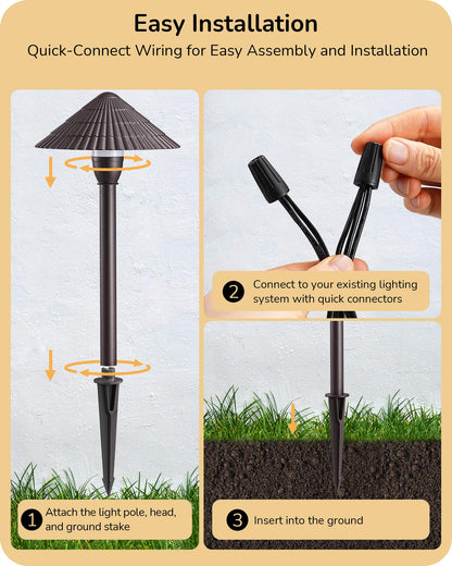 EDISHINE 5CCT Low Voltage Pathway Lights Wired, 8 Pack 2700K-5000K LED Landscape Lighting, 12V AC/DC 3W 160LM Die-Cast Aluminum Waterproof Outdoor Landscape Path Lights for Sidewalk Garden Yard