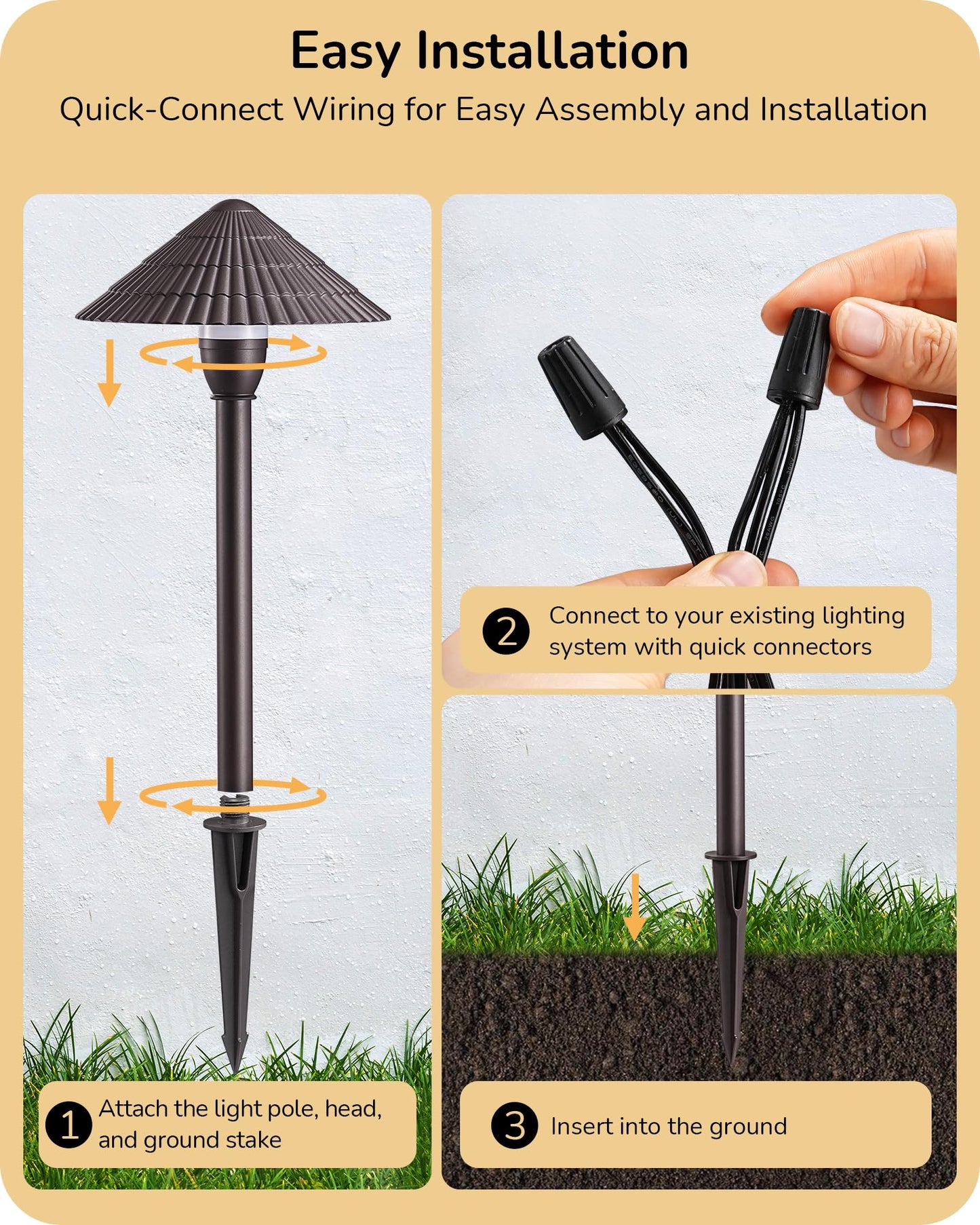 EDISHINE 5CCT Low Voltage Pathway Lights Wired, 8 Pack 2700K-5000K LED Landscape Lighting, 12V AC/DC 3W 160LM Die-Cast Aluminum Waterproof Outdoor Landscape Path Lights for Sidewalk Garden Yard