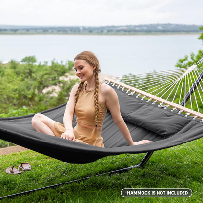 SUNCREAT 15 ft Outdoor Hammock Stand, Heavy Duty Hammock Stand Only, Black