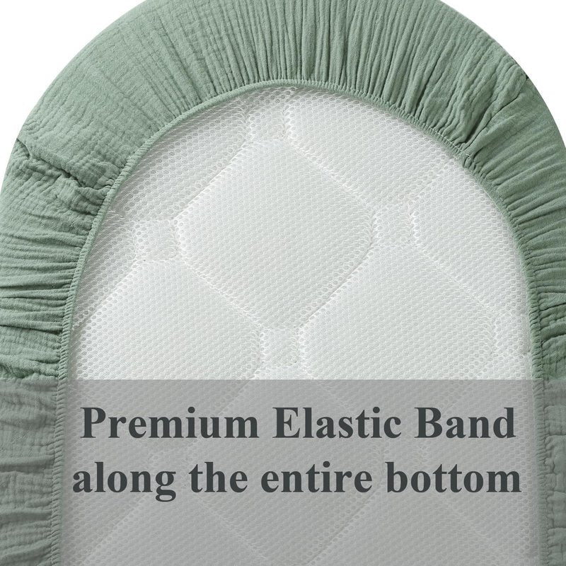 Muslin Bassinet Sheet Compatible with UPPAbaby Bassinet, 2 Pack Cotton Stylish Boho Fitted Bassinet Sheets Super Soft for Baby Roman Green & Botanical Leaf