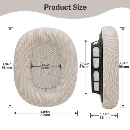 Laselan Upgraded Silicone Ear Cushions for AirPods Max Headphones 2024, Protein Leather Covered Ear Pads with Silicone & Memory Foam and Magnet (Starlight)