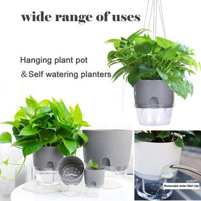 FAMZ Hanging Planter 3 Pack, Hanging Pots for Plants Indoor, 6 Inch Plant Hanger Indoor, Plant Hanger with 3 Hooks Drainage Holes for Garden Home Plant Pots (Gray)