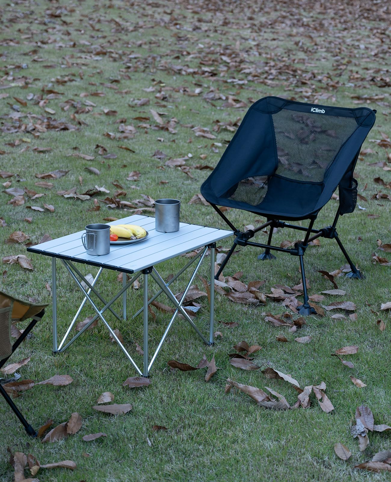 iClimb 1 Folding Table and 2 Anti-Sinking Folding Chair Bundle, Ultralight Compact for Adults Outdoor Beach Backpacking Hiking Camping Concert