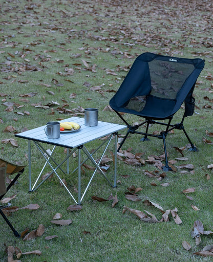 iClimb 1 Folding Table and 2 Anti-Sinking Folding Chair Bundle, Ultralight Compact for Adults Outdoor Beach Backpacking Hiking Camping Concert