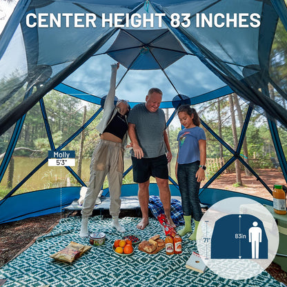 TIMBER RIDGE Easy Pop Up Gazebo Canopy Tent for Camping, 11.5 X 9.8 Ft Portable Instant Screened House, Pop Up Canopy with Netting for Backyard, Patio, Outdoor, Tailgating, Picnics, Blue