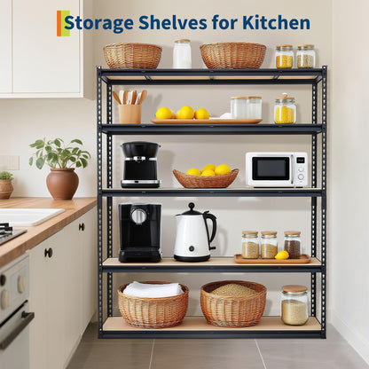 PeakPursuit Storage Shelving Unit, 5-Tier Adjustable Metal Storage Shelves, 60" L x 24" W x 72" H Heavy Duty Garage Storage Shelves for Kitchen Pantry Basement Bathroom Laundry