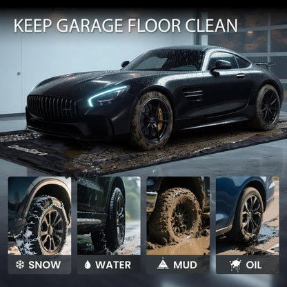 DremGara 7'9" x 18' Heavy-Duty Garage Floor Mat - 610GSM Commercial-Grade PVC Containment Mat with 1.2" Raised Edges to Trap Water, Mud, Snow & Oil, Waterproof Garage Floor Mat for Cars, Non-Slip