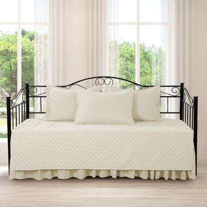 MABOZOO Daybed Covers Sets with Bedskirt for Twin Bed,5 Piece All Season Twin Size Cozy Double Sided-Quilting,Daybed Comforter Bedspread with Shames 75"x39"