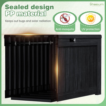Greesum Outdoor Storage Box 120 Gallon Storage Bin with Lid for Patio Furniture, Garden Tools, Pool Supplies, Lockable, Waterproof and UV Resistant, Black