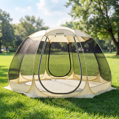 Lenotos Pop Up Screen House, 12.5'x12.5' Outdoor Screen Tent for Camping, Screened Gazebo with Mosquito Netting, Carry Bag