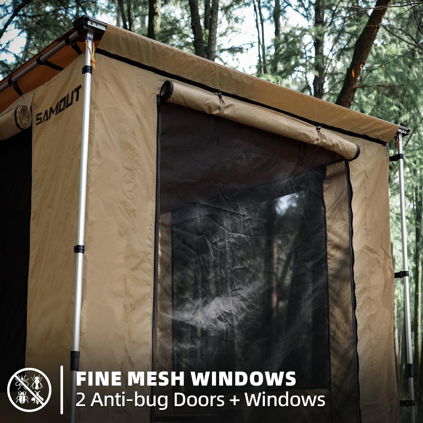 SAMOUT Vehicle Awning Room 6.6' x 8.2' Rip-Stop 420D Oxford Side Awning With PVC Floor, Waterproof & Wind Resistance, Easy Setup Design (Room Only)
