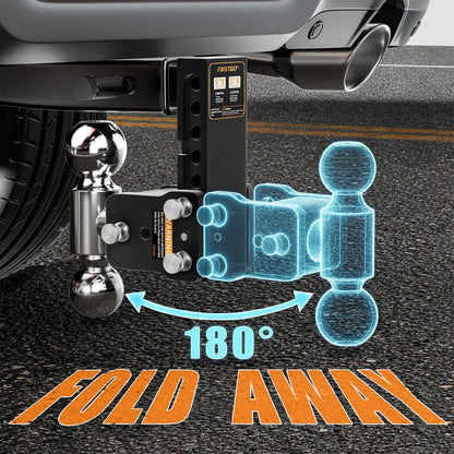 Fastgo Trailer Hitches - Fits 2" Receiver, Adjustable Trailer Hitch Ball Mount, Dual Ball (2" x 2-5/16") Tow Hitch, Drop Hitch, Truck Hitch, Anti-Theft, 5" Drop/Rise, 12500GTW