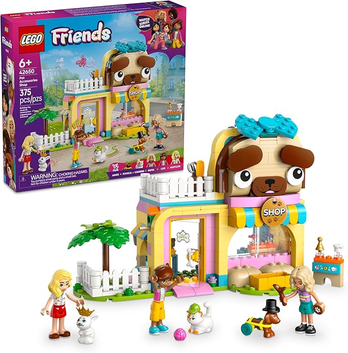 LEGO Friends Pet Accessories Shop Pretend Play Set - Building Toy for Kids Girls and Boys Ages 6+ - with 3 Minidolls Toy Dog Cat &amp Rabbit - Gift Idea for Birthday - 42650
