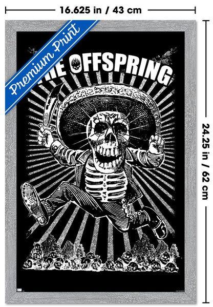 The Offspring - Jumping Skeleton Wall Poster, 22.4L" x 14.7W", Gray Framed Version