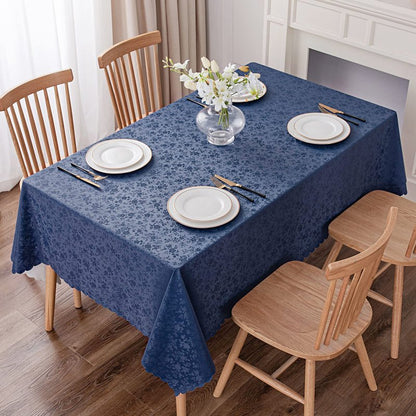 Smiry Rectangle Table Cloth, Waterproof Heavy Duty Vinyl Tablecloths, Wipeable Washable Table Cover for Kitchen and Dining Room (Navy Blue, 54" X 120")