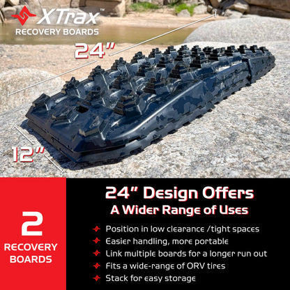 Caliber XTrax Off Road and Snow Recovery Traction Boards and Mounting Kit Bundle, Black