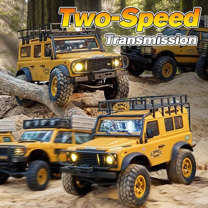 BEEZRC FMS 1/24 RC Crawler RTR FCX24M Land Rover Family Camel Trophy Edition Licensed RC Model 4WD RC Rock Truck 2.4Ghz Hobby Grade RC Car Model Mini Off Road Vehicle with Battery (Defender 110)