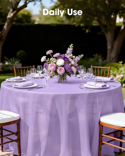Pureegg Plastic Table Cloth Disposable 10 Pack, 84'' Round Table Cloths, Easter Party, Decorative Tablecloths, Round, Light Purple, Pastel, Plastic Cover, Leakproof & Sturdy, Lilac, Lavender