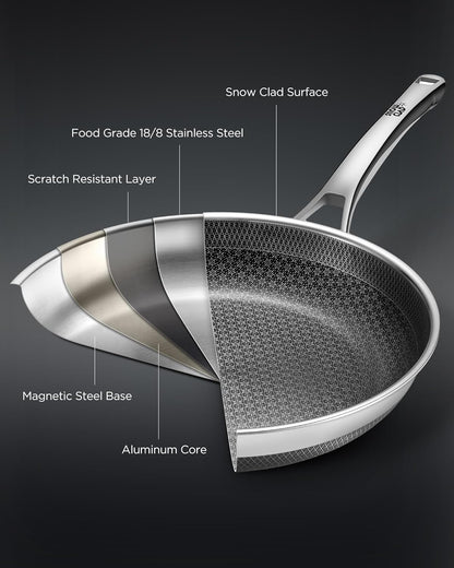 Skiennix Non-Stick Frying Pan - 12-Inch Hybrid Fajita Skillet with Lid | Dishwasher & Oven-Safe, PFOA Free