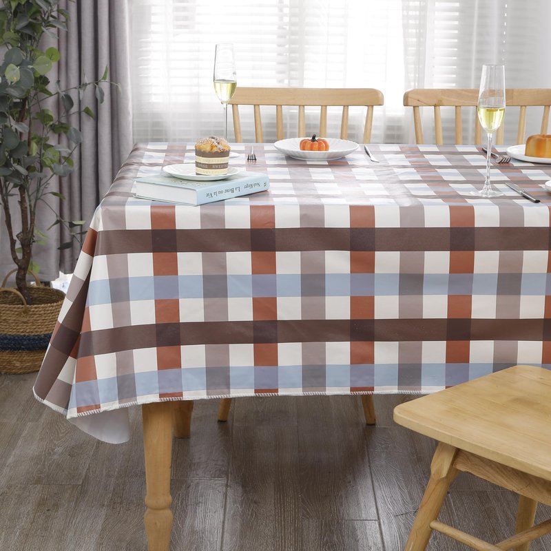 Walrus Heavy Duty Vinyl Tablecloth with Flannel Backing Waterproof Oil-Proof Plastic Table Cloth Stain-Resistant Wipeable Rectangle or Square Table Cover for Indoor and Outdoor (Checkered,60x84 Inch)
