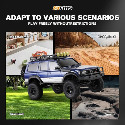 BEEZRC FMS RC Crawler 1/18 FCX18 Land Cruiser LC80 RTR Toyota Licensed 4WD RC Rock Truck 2.4Ghz 900mAh Hobby Grade RC Car Model Mini Remote Control Car Off Road Vehicle FMS11831RTRYL (Yellow)