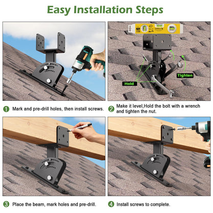 Patio Roof Riser Adjustable & Anchored Angle Pergola Roof Riser Heavy Duty Stainless Steel Roof Mount Brackets Support for 4x4/4x6 Lumber (3Pack)(Patent Pending)