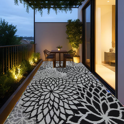 YONILE Outdoor Rug 9x12 ft with LED Light, Waterproof Reversible Outdoor Plastic Straw Rug for Patios Clearance, Large Outdoor Area Rug Carpet RV Mat for Camping Backyard Deck Porch Beach