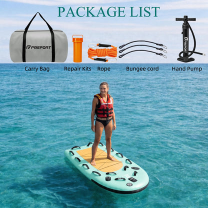 FBSPORT Inflatable Water Rescue Sled, Drop-Stitch PVC Rescue Board Floating Dock Platform Mat with Rapid Inflation, Portable 73"x39" Emergency Sled for Lakes, Oceans, Rivers, Surfing, Divers