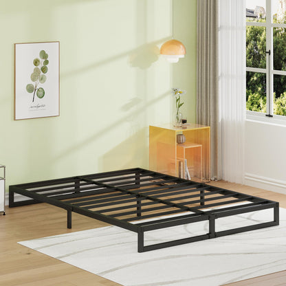 EMODA 7 Inch California King Bed Frames Heavy Duty Metal Cal King Platform with Steel Slats Support, No Box Spring Needed, Noise Free, Black