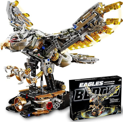 Ideas Mechanical Eagle Building Set with Light Compatible with Lego Animal Rotatable Eagle Building Blocks Toy for Adults STEM Gift (1168 PCS)