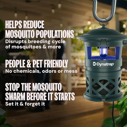 DynaTrap DT1130-GRSR Outdoor Mosquito & Flying Insect Trap - Effective Bug Zapper for 1/2 Acre - Green