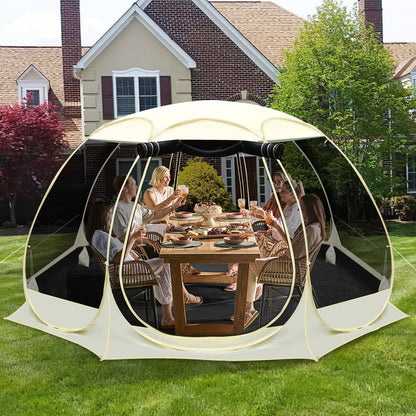 URCUZER 12x12Ft Pop-Up Canopy Screen House Tent - Outdoor Screen Room with 10 Mesh Side Panels Not Waterproof, Includes Carrying Bag - Fit 8-10 Person
