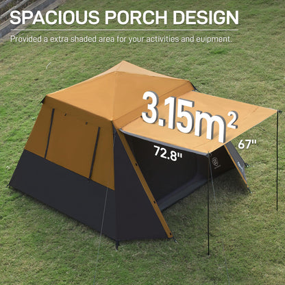 EVER ADVANCED Blackout 6 Person Camping Tent, Instant Cabin Tent for Family with Vestibule and Large Mesh Windows, 60s Easy Setup, Double Layer, Water-Resistant, Orange&Black