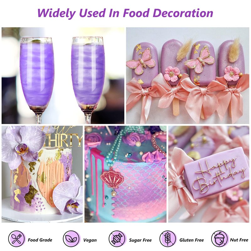 Violet Edible Luster Dust 10 Grams, Food Grade Cake Luster Dust Tasteless Dessert Dusting Powders for Baking Cherrysea Food Coloring Powder for Cupcakes, Cake Pops,Fondant,Chocolate, Candy