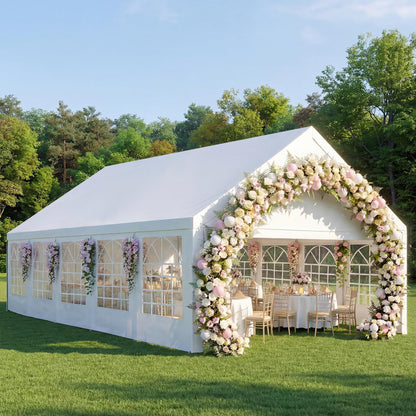 ADRERIC 16x32 Party Tent Heavy Duty White Canopy Large Outdoor Event Shelter with Removable Sidewalls, Waterproof Gazebo for Wedding, Backyard, Parties