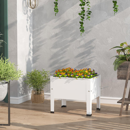aboxoo 14 inch Planter Raised Garden Bed with Legs Outdoor Metal Small White Planter Box Elevated Garden Bed for Vegetables Flower Herb Patio