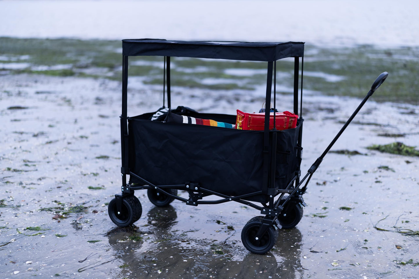 Nice C Wagon with Canopy, Collapsible Wagon, Foldable Wagons, 30W Portable Solar Panel w/USB, Type-C & DC Charging Cable, All-Terrain Wheels