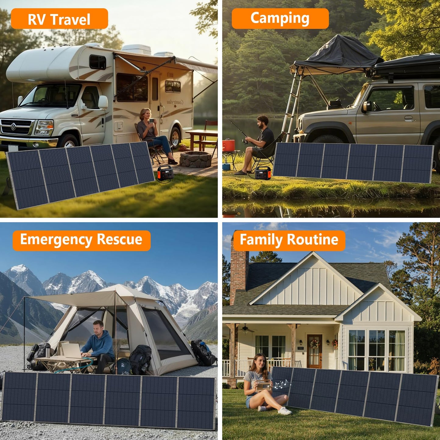NaveiTech 400W Portable Solar Panel, 25% High Efficiency Foldable Solar Panel Charger for Power Station, for Power Station, with Sturdy Kickstands, Fast Setup for Camping, RV, Pickup, Marine Off-Grid