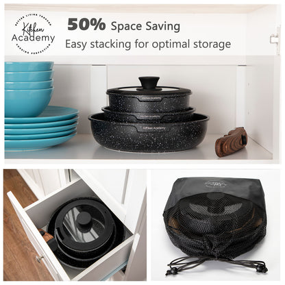 Enamel Cast Iron Cookware Set 7 Pieces & 10 Pieces RV/Camping Cookware Sets
