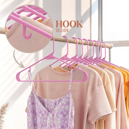 Plastic Hangers 20 Pack - Pink Clothes Hangers for Space-Saving Closet Organization | Perfect for Coats & Apparel