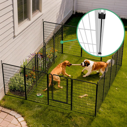 FXW Rollick Unleashed Dog Playpen for Indoor, Yard, RV Camping, 50 inch 16 Panels Dog Pen with Connectors (Pack of 2) for Large Dogs, Black│Patented