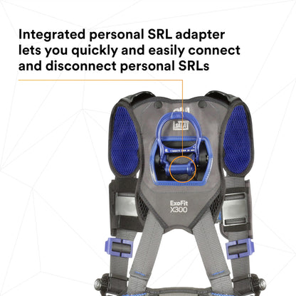 3M DBI-SALA ExoFit X300 Comfort Construction Positioning Safety Harness, Construction Fall Protection, Aluminum Back and Hip D-Rings, Auto-Locking Quick Connect Leg and Chest Buckles, 1113133, 2X