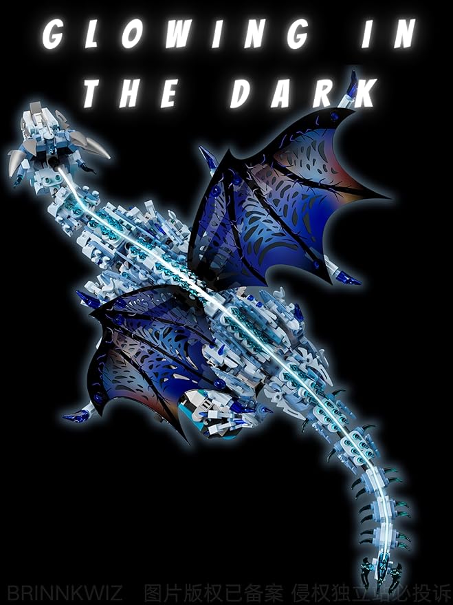 Mechanical Ice Dragon Building Set 1646 Pieces Large Fantasy Model Kit with Articulated Flapping Wings Blue Mythical Creature Decor for TV Series Fans Compatible with Major Brands