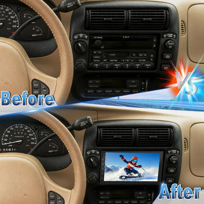 Slakerbe Android 14 Double Din Car Stereo Radio Compatible with Ford Explorer 1995-2001, 2G+32G 7" Touchscreen Car Radio w/Wireless Carplay Android Auto GPS WiFi Bluetooth RDS SWC Mic Backup Camera