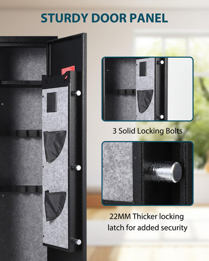 4 Gun Safe for Rifles and Pistols, Heavy Duty Steel Gun Cabinet, Large Digital Gun Locker with Adjustable Gun Racks & Removable Shelf, Anti-Theft Home Firearm Storage Safe
