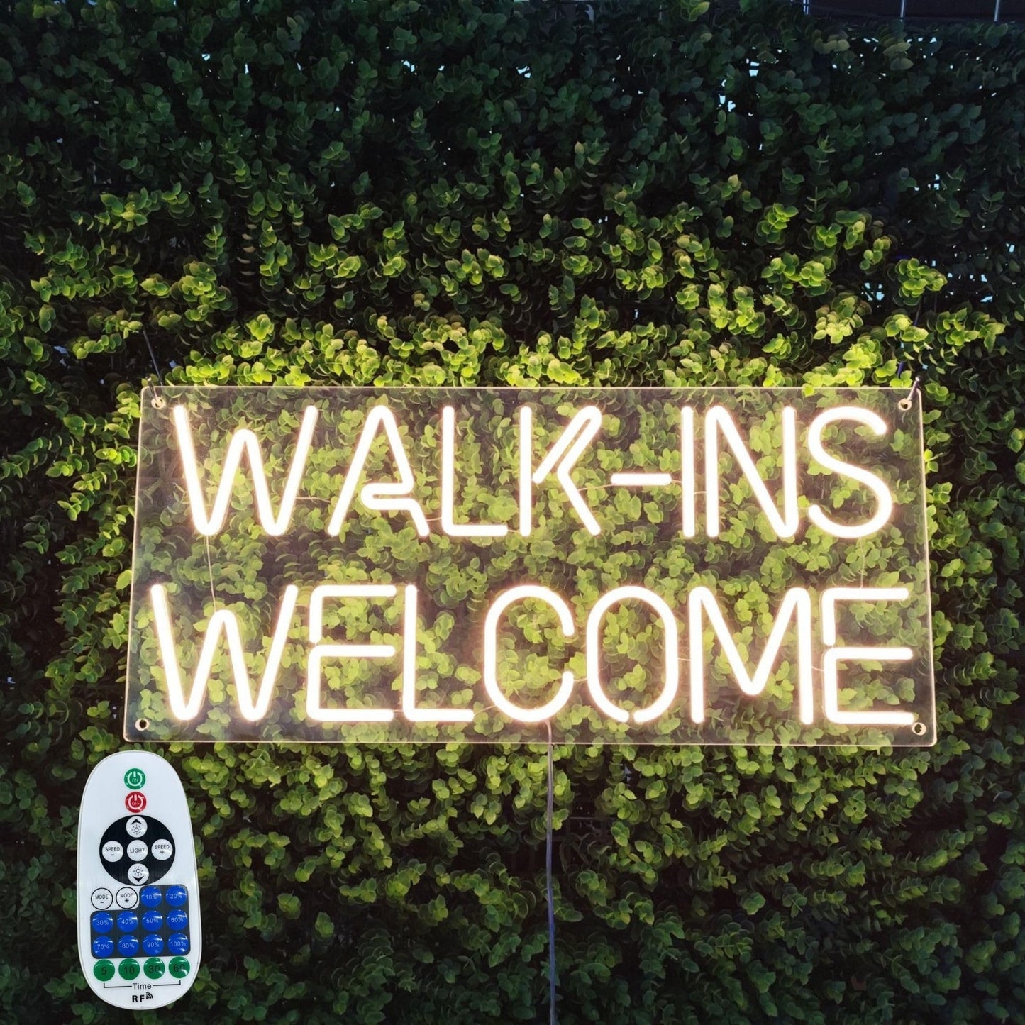 Walk-Ins Welcome Neon Sign (LARGE Sign 24x10", Remote Included) Open Led Light Neon Light Walkins Welcome Sign Walk Ins Welcome Sign For Salon Business Welcome Signs (GoldYellow - 24x10")