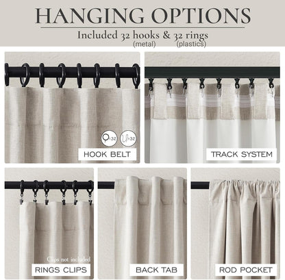 Skiennix 100% Blackout Curtains - 84 Inch Length, Thermal Insulated, Natural Ivory | 2 Panels Set for Bedroom & Living Room