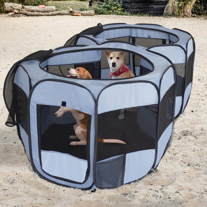 2-in-1 XLarge Pop Up Dog Playpen, Cat Puppy Pet Playpen, Indoor Outdoor Cats Enclosed, Cat Tent Crate Cage Kennel, Portable Playpen for Kitten and Small Animals(No Divider, Unified Space)