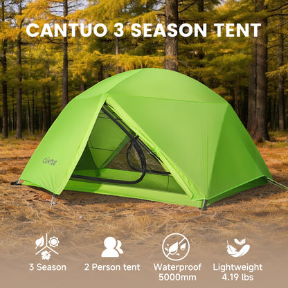 CANTUO Ultralight Camping Backpacking Tent 2 Person - Windproof & Waterproof PU5000mm 20D Nylon Tents for Camping, Hiking, Bikepacking